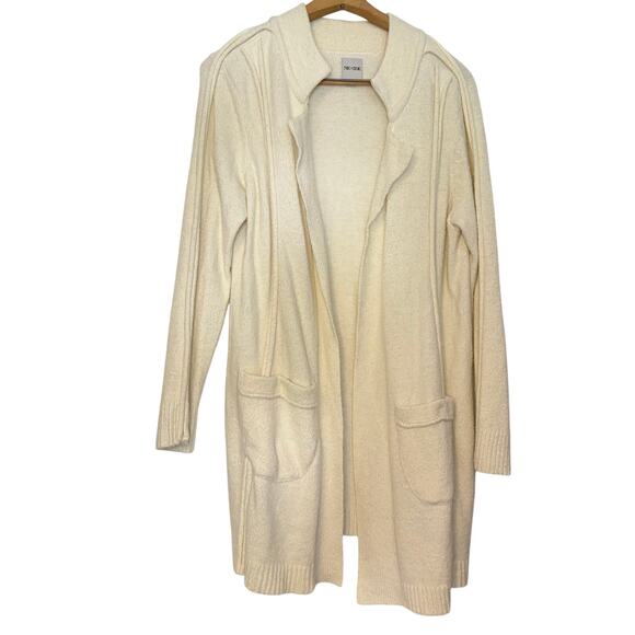 NIC+ZOE Sweaters - Nic + Zoe cream open collared long cardigan, piping detail. Size M. very soft